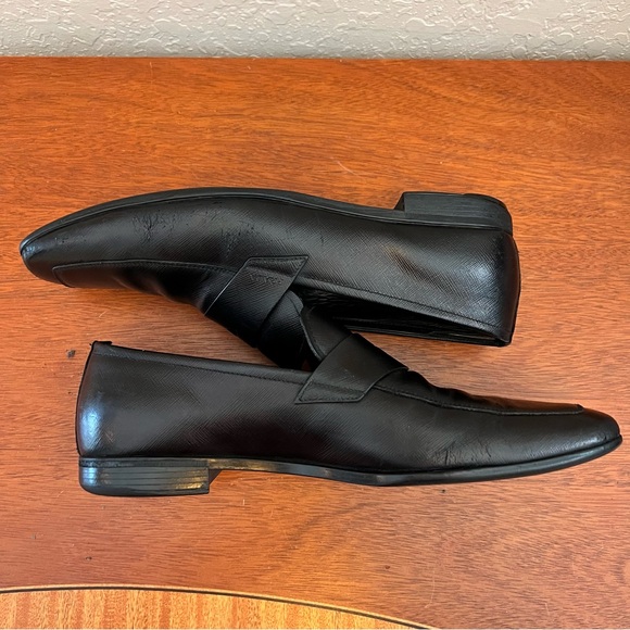 PRADA Black Saffiano Leather Loafers with Rubber Soles Size 9 (US10) - Picture 10 of 16